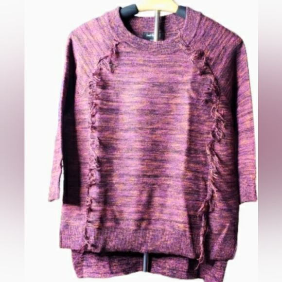 Lord & Taylor Sweaters - Lord & Taylor Sweater S Metallic Fringe Trim Marled Purple Orange Small